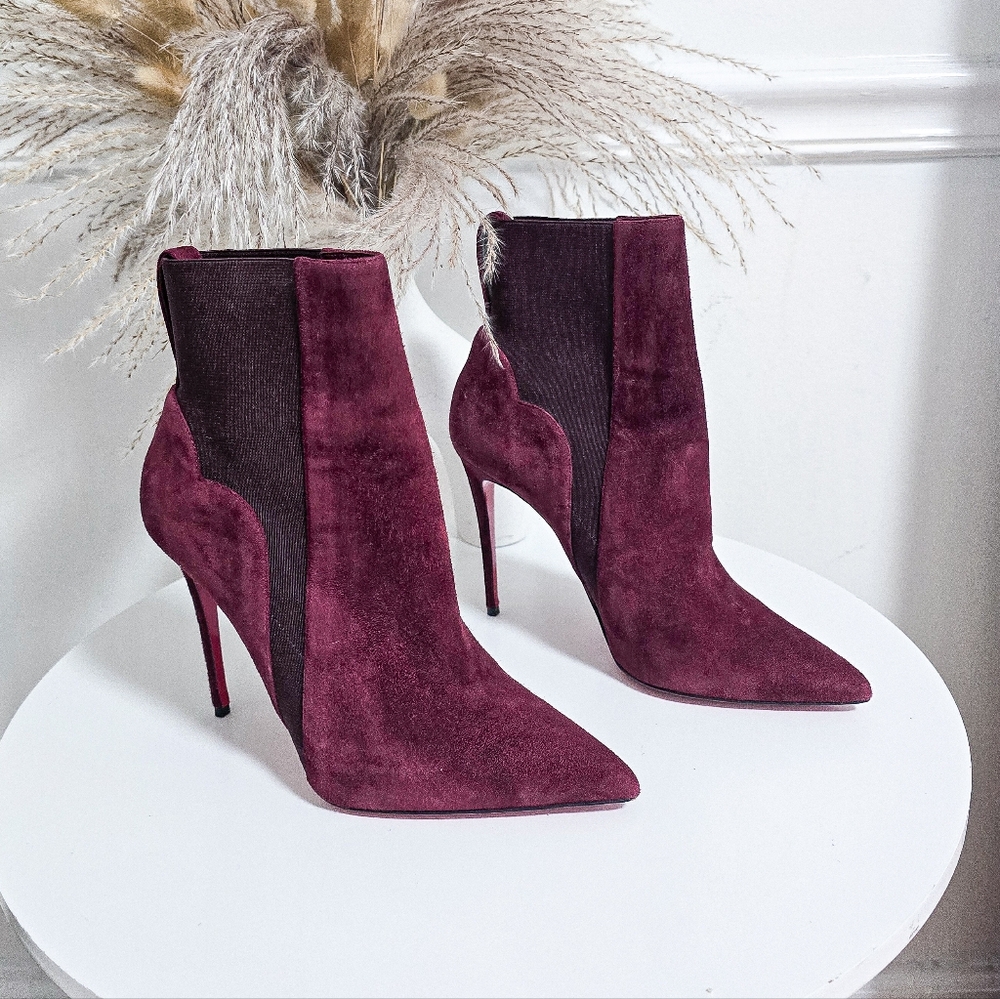 Christian Louboutin Chelsea Chick cherry suede ankle boots size 37.5